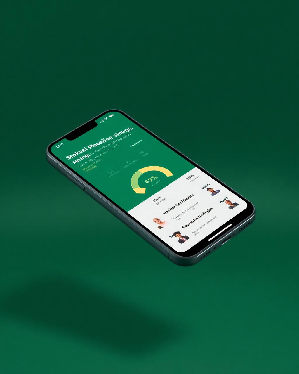 MyStokvel app dashboard on phone